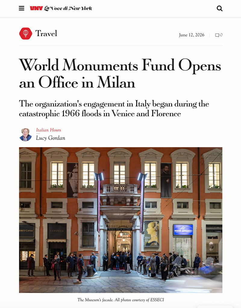 W orld Monuments Fund Opens an Office in Milan